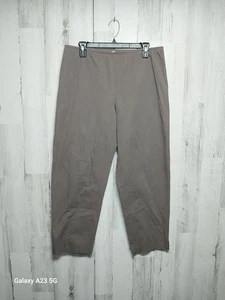 Eileen Fisher Hose Damen Large braun weites Bein Crop Karriere Schlitz Bio Baumwolle - Bild 1 von 7