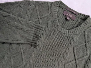 Tasso Elba Men's 100% Cashmere Cable-Knit Sweater Size Large Crew Neck Pullover - Picture 1 of 7