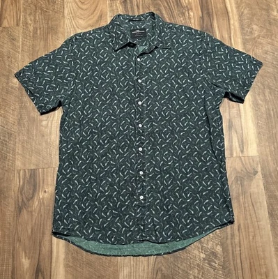 Men’s Rodd & Gunn Shirt Green Birds Sports Fit Button Up 100% Linen Italy - Image 1 of 4