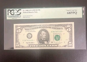 1995 $5 STAR Note Chicago | PCGS 68 PPQ Trophy Grade PMG: 10 in Grade - 1 Finer - Picture 1 of 4