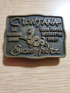 Vintage Montana Air National Guard Security Police Gürtelschnalle massiv Messing 1985 - Bild 1 von 6