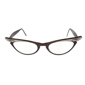 Anteojos de gato vintage de los años 50 marcos marrones metálicos marinos 5 1/2 EE. UU. - Imagen 1 de 10