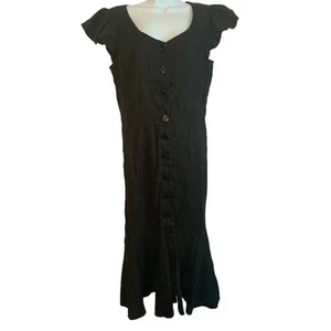 RP Rachel Parcell NWT Nordstrom Black Women's Medium Linen Button Front Dress - Picture 1 of 6