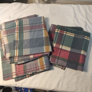 Royale Twin Flachbettlaken 2 Kissenbezüge kariert Vintage lila grün **lesen** - Bild 1 von 11