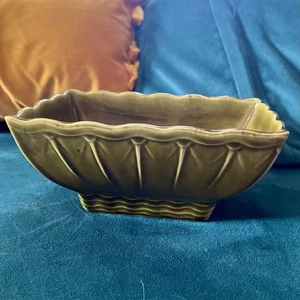 Vintage grün McCoy Keramik rechteckig Übertopf Topf Vase Mid Century Modern - Bild 1 von 6
