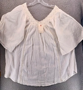 Camicetta Billabong Sweet Sun donna 12 boho zingara rumena braccia larghe pizzo top nuova con etichette - Foto 1 di 13