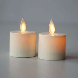 Luminara Flameless LED Tea Lights Set of 2 with Remote Moving Wick Tealights - Picture 1 of 7