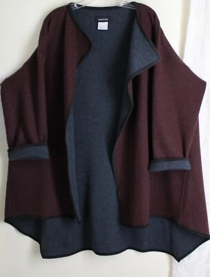 INCREÍBLE Eskandar 1 O/S CACHEMIRA JERSEY ROJO SANGRE DE BUEY Denim Chaqueta Abrigo Gamuza Foto 1 de 4