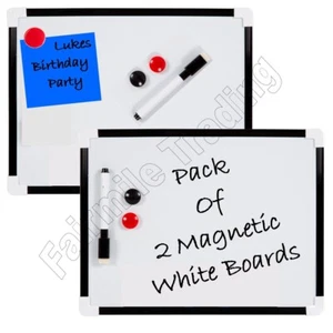 2X A4 Magnetic White Board Pen Eraser & Magnets Home Office Dry Wipe Notice Memo - Picture 1 of 5