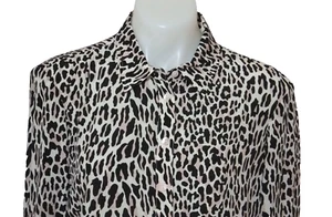Nanette Lepore Blouse Womens Medium NWT Asymmetric 100% Silk Leopard Print - Picture 1 of 8