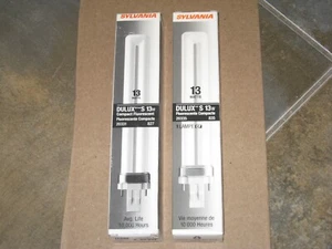 2 Sylvania 20335/20331 CF13DS/850/ECO CFL 13W T4 2-Pin GX23 5000k Daylight White - Picture 1 of 4