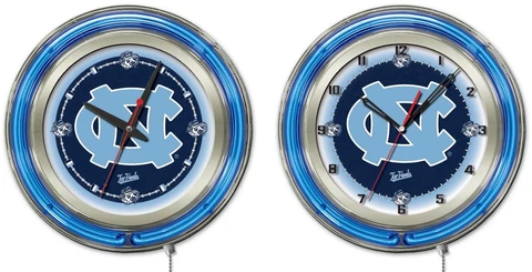 NCAA - North Carolina Double Neon Ring, Logo Clock College Team Logo Cover