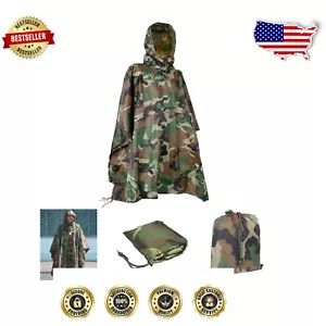 Large 83x59 Waterproof Poncho with Hood - Perfect for Outdoor Activities - Picture 1 of 7