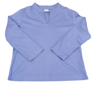 Peruvian Connection Size 10 Top Long Sleeved Cornflower Blue Pima Cotton - Picture 1 of 5