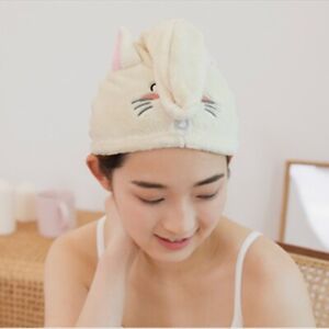 Hair Drying Hat Quick-dry  Embroider Hair Towel Cap Bath Microfiber Turban Cap 