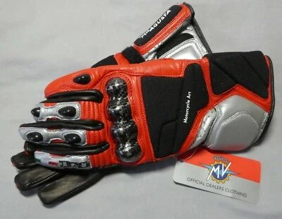 Genuine MV Agusta F4 Racing Pro Gloves Black / Silver / Red X-Small 000M-530901 - Image 1 of 4