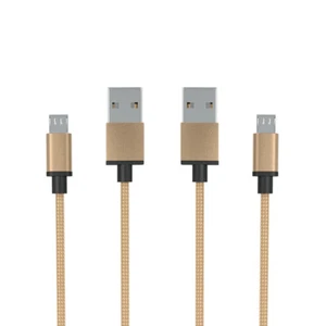 2x 1m micro USB kabel ładujący zestaw kabli do transmisji danych - złoty - do Samsung, tabletu, PS4, i wiele innych - Zdjęcie 1 z 5