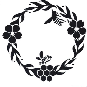 Pochoir abeille abeilles couronne de fleurs réutilisable. Stencil bee bees crown - Imagen 1 de 1