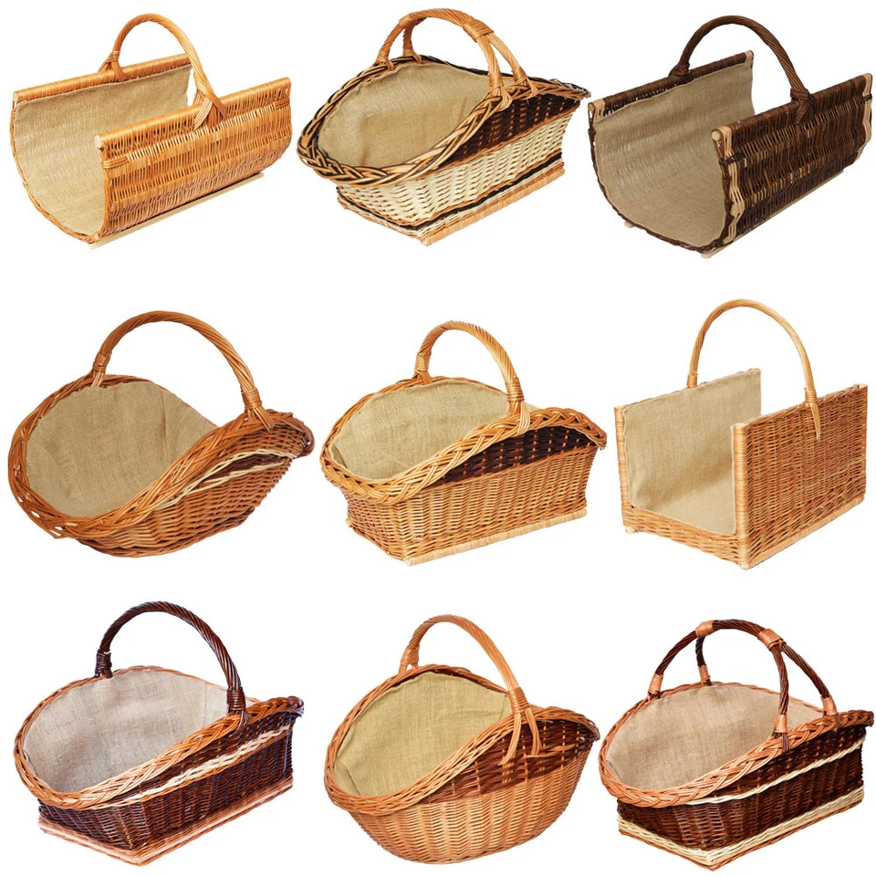 Kaminholzkorb Holzkorb Kamin Jute Auswah Brennholzkorb Kaminkorb Weide Tragekorb - Bild 1 von 1