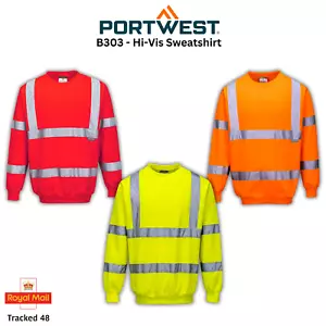 Portwest Hi-Vis Sweatshirt Safety Workwear Reflective Tape Pullover Pulli - B303 - Bild 1 von 13