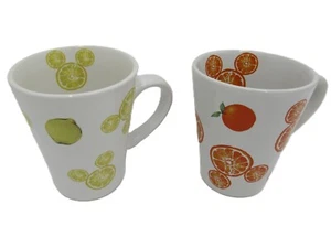 Disney Hidden Mickey Mouse Fruit Mugs Citrus Lemon Orange Slices Stoneware (2) - Picture 1 of 13