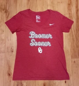 Oklahoma Sooners Nike T Shirt Women’s Size L Slim Fit Athletic Cut Neck - Picture 1 of 5