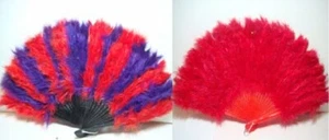 Red Hat Ladies - Marabou Feathers Folding Fan - U Choose Color - R&P or Red - Picture 1 of 4
