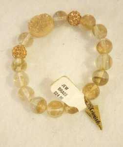 Bracelet Erimish Glitter in Glass Beads Druzy Quartz Rhinestone Studded Stretch - Picture 1 of 3