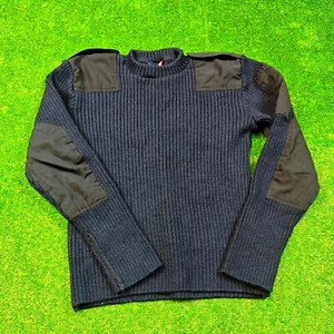 Eskimo Sweater Mens Small Pullover 100% wool dark blue patch casual winter warm - Picture 1 of 12