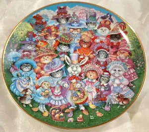 Plato de gato coleccionable Franklin Mint Bill Bell "Easter Purrade" edición limitada - Imagen 1 de 7