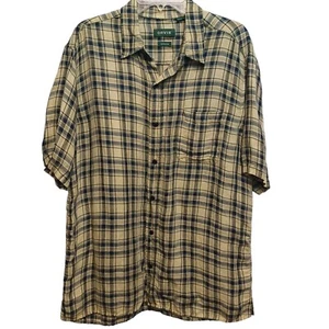 Orvis shirt Madras Plaid Button Down Short Sleeve Casual  Linen Men's L - Picture 1 of 8