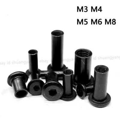 M3 M4 M5 M6 M8 Schwarzer Allen Flachen Hülsenmutter Möbelmutter Innensechskant - Bild 1 von 4