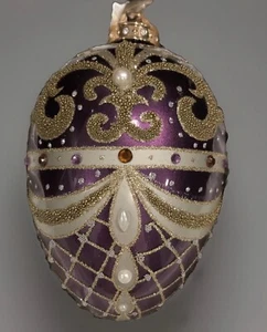 Egg Christmas Ornament Renaissance Jeweled Stunning 6 1/2” NIB PURPLE Elegant - Picture 1 of 9