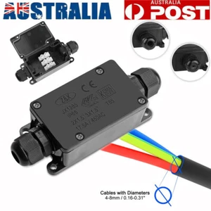 Outdoor Waterproof IP65 Junction Box Plastic Electric Enclosure Case 2 Way Black - Picture 1 of 10