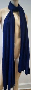 FARHI NICOLE FARHI Royal Blue & Black Stripe 100% Wool Long Length Scarf BNWT - Picture 1 of 7