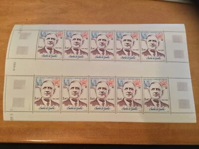 FSAT- 1980 CHARLES DEGAULLE ISSUE Scott#C-60 MNH SHEET OF 10 OR SINGLE - Image 1 of 2