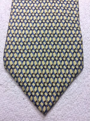 JONES НЬЮ-ЙОРК МУЖСКОЙ ГАЛСТУК ЖЕЛТЫЙ С СИНИЙ ЗОЛОТОЙ КОРИЧНЕВЫЙ 3,75 X 59 - Изображение 1 из 4