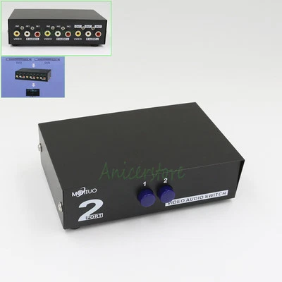 2 In 1 Out Manual RCA AV Switch Video Audio Selector Switcher Box For Wii DVD TV - Image 1 of 4