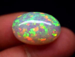 18,4 Karat Natürlicher Äthiopischer Feuer Oval Opal Loser Edelstein Cabochon 22x14,8 mm - Bild 1 von 5