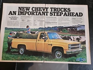 Vintage 1980 Chevy Pickup Truck Print 2 Page Ad Square Body - Picture 1 of 1
