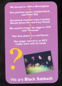 Tarjeta coleccionable de trivia de música pop rock de Black Sabbath - Imagen 1 de 1