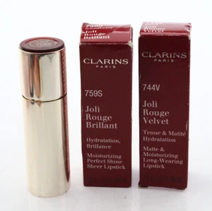 2-PK  Clarins Joli Rouge Velvet Matte Moisturizing Lipstick ~ 744V Plum ~ 0.1 oz - Picture 1 of 3
