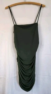 Mini Vestido Para Mujer Correa de Espagueti Acanalado Bodycon Elastizado Pullover Verde Grande - Imagen 1 de 14
