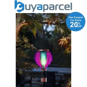 Smart Garden Aurora Solar Flaming Hot Air Balloon Lantern Hanging Light LED Pink - Picture 1 of 2
