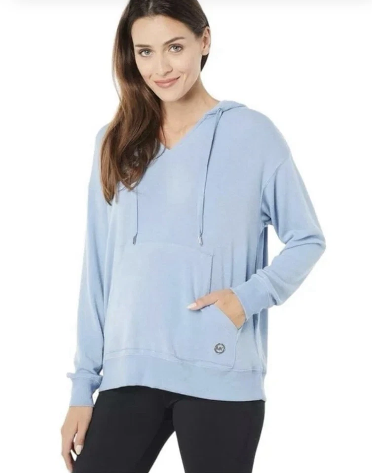 Michael Kors Mujer Acogedora Sudadera Cambray Azul Claro Con Sudadera con Capucha Talla OX Foto 1 de 4