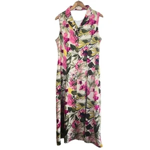 FLORAL PEARL BUTTON DOWN CRISS CROSS BACK MAXI DRESS 90S - Picture 1 of 4