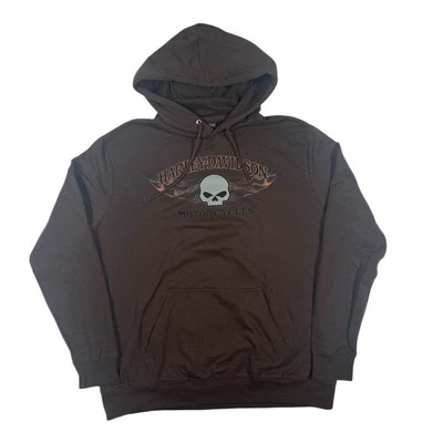Harley-Davidson Mens Willie G Skull Pullover Hoodie Brown Sz Large NWOT - Image 1 of 4