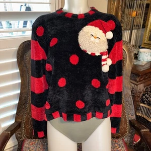 Vintage Berek Christmas Pullover.sweater embroidered santa S polkadot and stripe - Bild 1 von 9