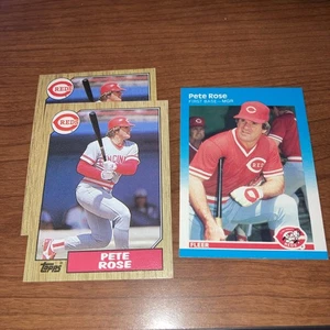 1987 Topps/Fleer Pete Rose 3 Karten Lot Factory Set Break Cards Sharp Reds - Bild 1 von 3