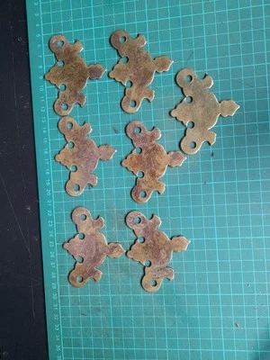 7 x Old  Antique Brass Backplates Furniture Hardware Vintage  Thick Brass  - Image 1 of 4